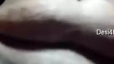 Desi girl takes saggy boobs out and films her swollen hairy clitoris