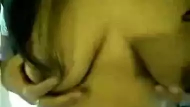 Busty indian Aunty release her Partner's CUM on Boobs