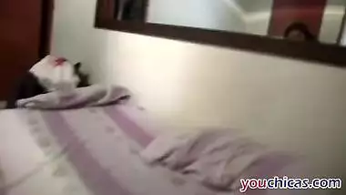 Young Latina doggy style white schlong roughly